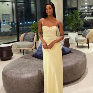 Peppermayo Pale Yellow Spaghetti-Strap Maxi Dress